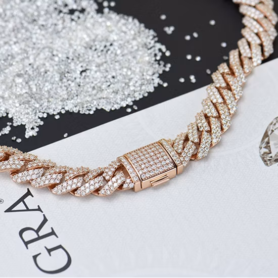 Cuban Link Chain Hip Hop Jewelry Rose Gold 925 Sterling Silver for Men