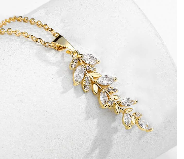 Wedding Pear CZ Necklace Jewelry, Bridal Pear CZ Neckalce Jewelry Set, Rose Gold CZ Necklace