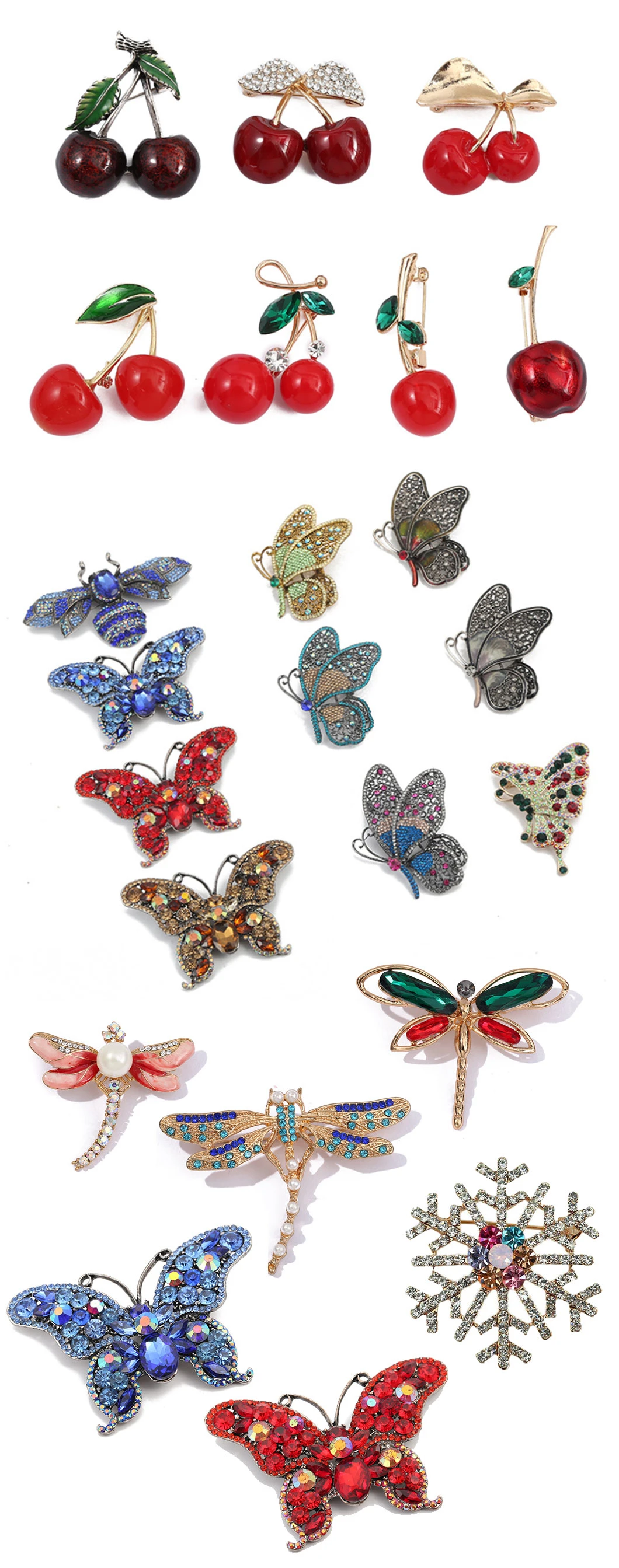 Wholesale Fashion Accessories Full Rhinestone Butterfly Brooch Accessories Pin Insect Corsage Clothing Pin