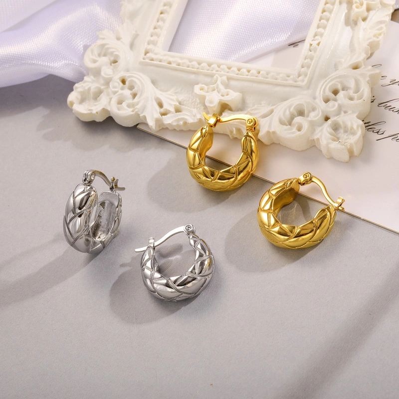 New Fashion Fine Jewelry Luxury Custom Stainless Steel Earring Statement Gold Huggie Hoop Classic Vintage Stud Earrings Women3 Buyers