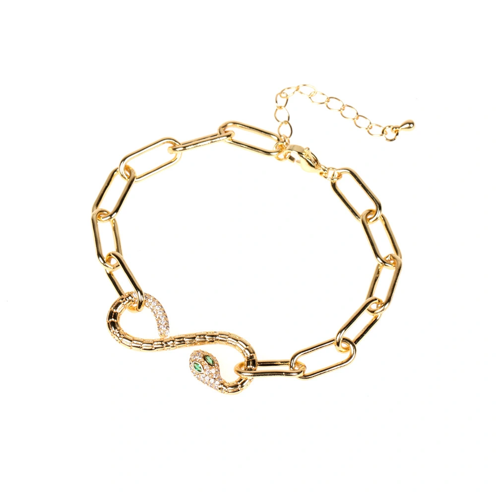 Women&prime;s Jewelry Wholesale Custom 18K Gold Plated Snake Charm Bracelets