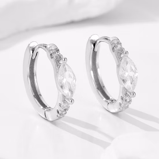 OEM /ODM Romantic Ins Trendy High Quality 925 Sterling Silver Women Cubic Zirconia Star Moon Heart Hoop Huggie Earrings