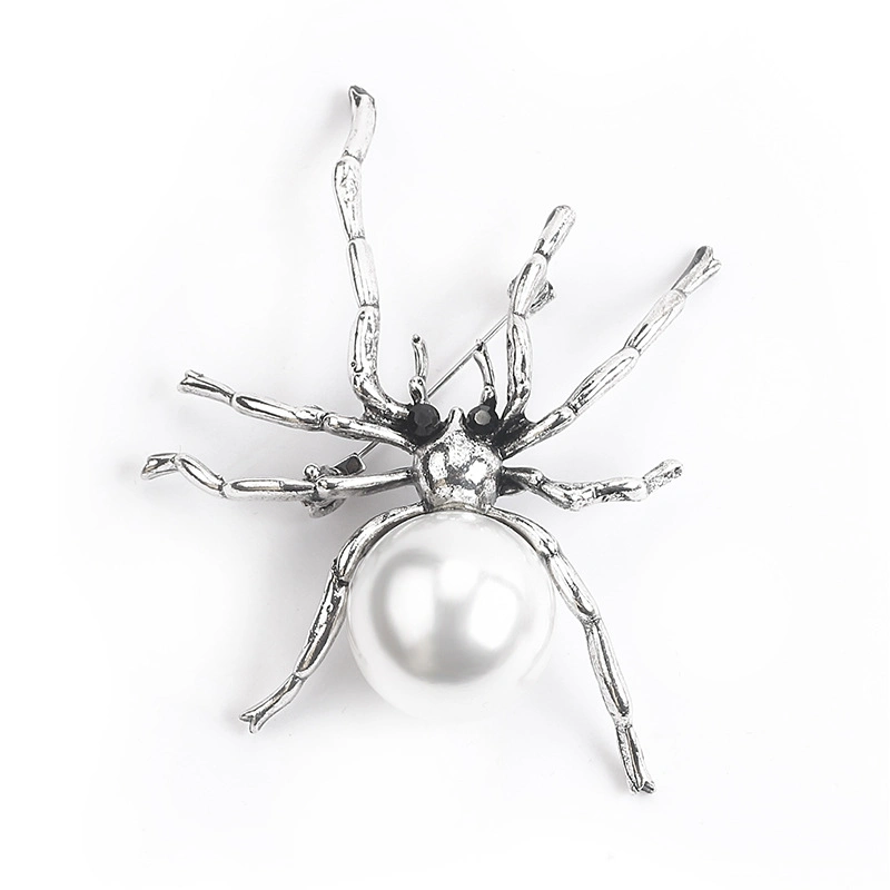 Wholesale Fashion Popular Metal Pearl Spider Personalized Insect Brooch Corsage