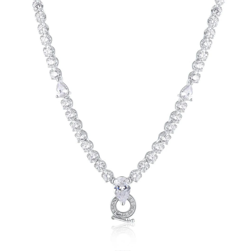 Lab-Grown Diamond Pear Shape Jewelry Necklace with High Carbon CZ Diamond Pendant