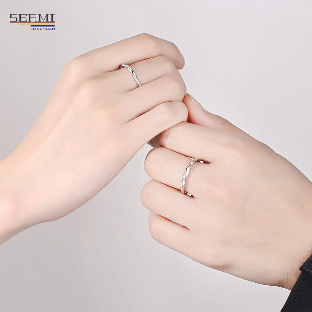 S925 Silver Ring Mobius Ring Open Couple Ring Valentine&prime;s Day Gift