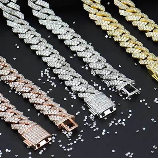 Cuban Link Chain Hip Hop Jewelry Rose Gold 925 Sterling Silver for Men