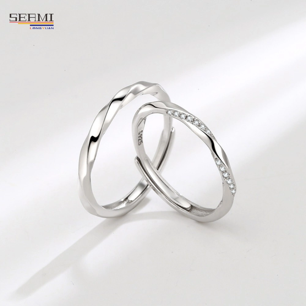 S925 Silver Ring Mobius Ring Open Couple Ring Valentine&prime;s Day Gift