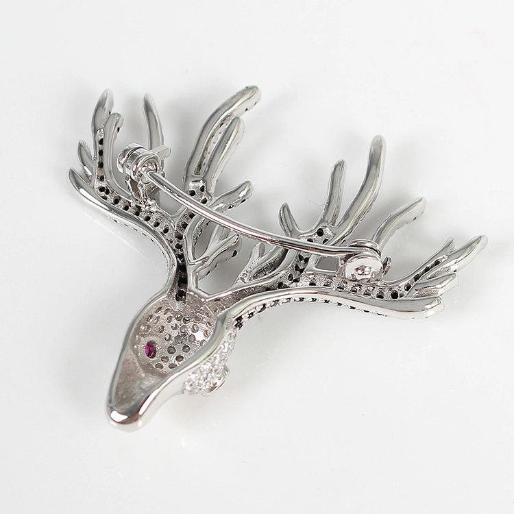 Fashion Trendy 925 Sterling Silver Deer Brooch