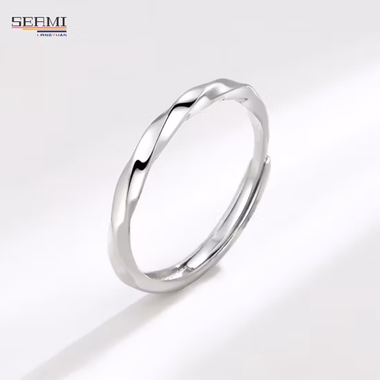 S925 Silver Ring Mobius Ring Open Couple Ring Valentine′s Day Gift