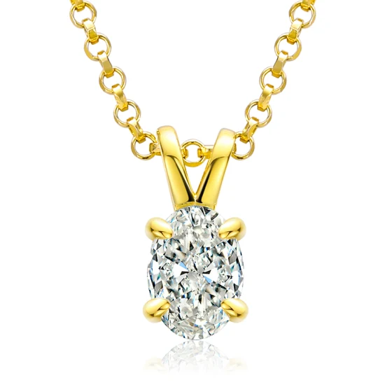 New Arrival Gold Plated Sterling Silver 925 1CT Pear Cut Vvs Moissanite Diamond Solitaire Pendant Necklace