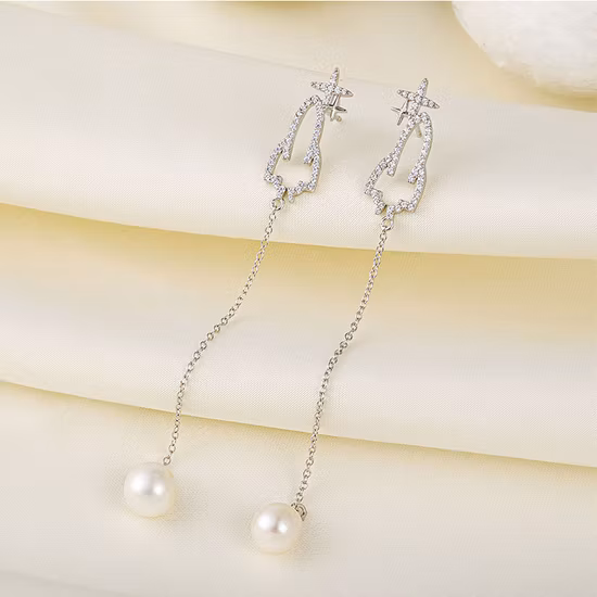 Fashion Jewelry Pearl Symmetry Earrings Mother′s Day Gift Earrings Jewellery