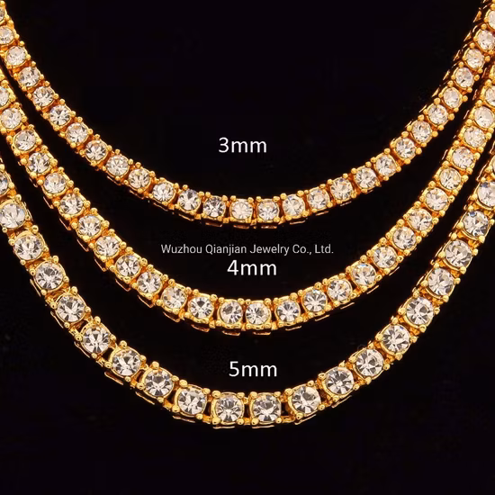 Hip Hop Punk Jewelry 925 Sterling Silver Gold Plating Full Diamond Necklace Moissanite Tennis