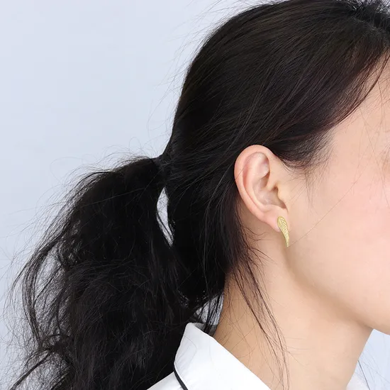 Natural Wind Golden Image Elegant Animal Bird Feather Ear Studs