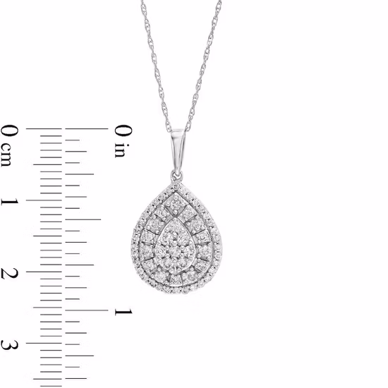 Pear-Shaped Double White Gold Diamond Necklace for Sale