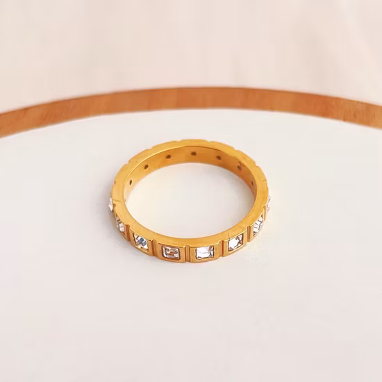 Wholesale Custom Fashion Jewelry Dainty 18K Gold Plated Finger Jewelry Women 316L Stainless Steel Chunky Link Chain Heart Rings
