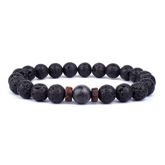 Fashion Jewelry Men Natural Bead Lava Stone Bracelet